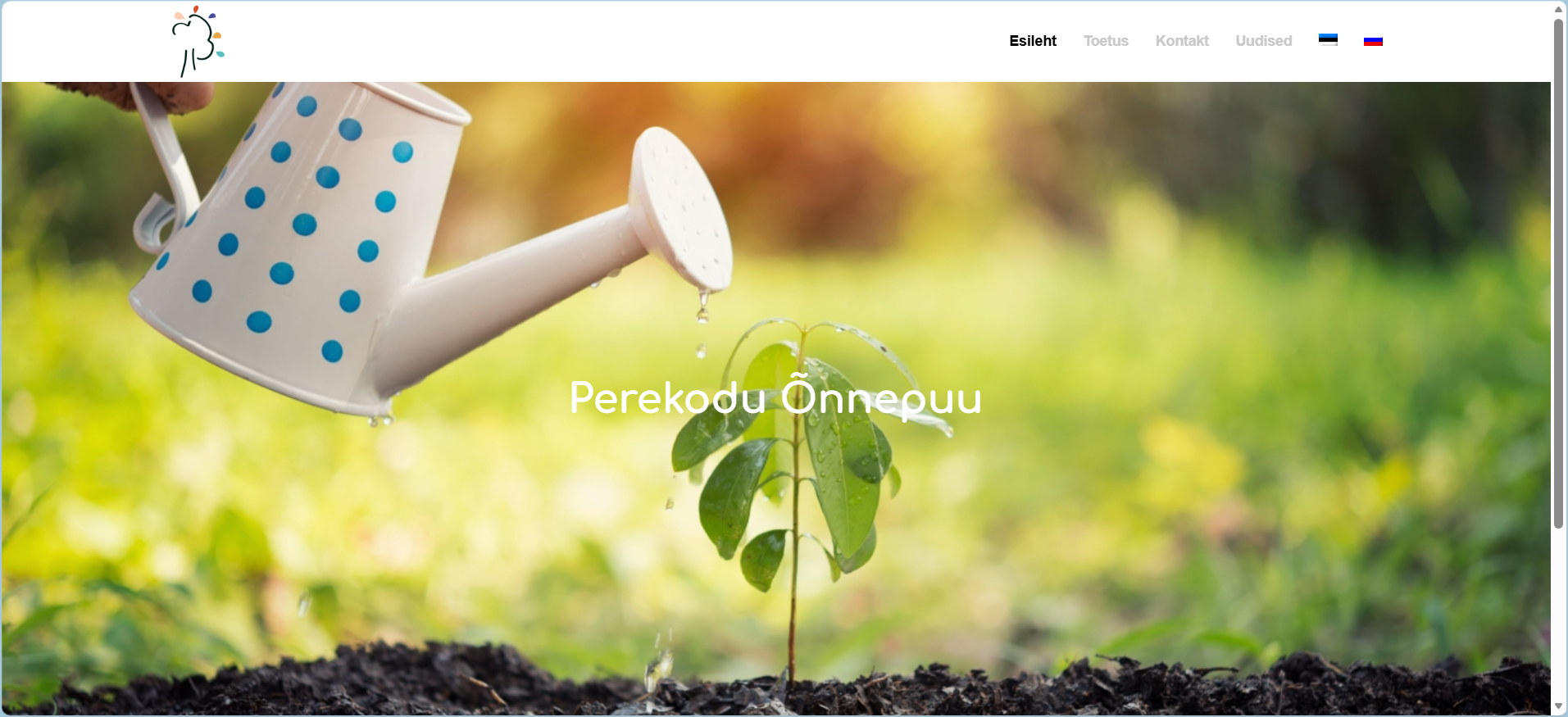 Perekodu Õnnepuu veebilehe kuvatõmmis